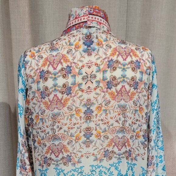 Johnny Was 100% Silk Kimono w/Tie - Picture 2 of 4